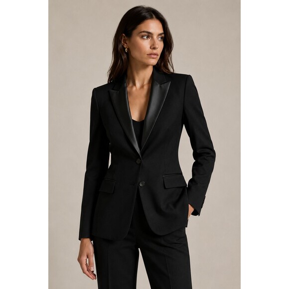 Ralph Lauren Jackets & Blazers - RALPH Ralph Lauren Women's Black 100% Wool Tuxedo Blazer Satin Lapel Size Medium